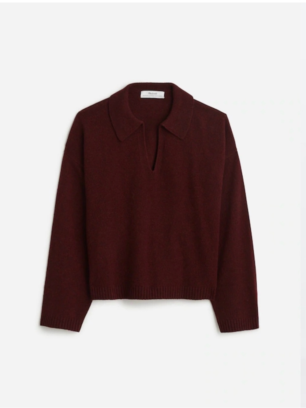 Madewell XL Burgundy Knit Collared V-Neck Sweater
